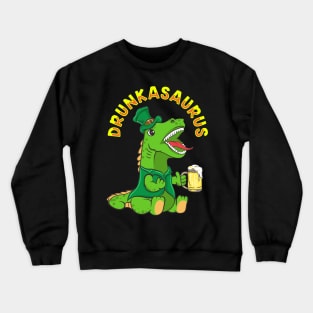 St Patricks Day Drunkasaurus T Rex Beer Crewneck Sweatshirt